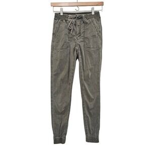 American Eagle Women 2 Olive Green Smocked Waist Utility Jogger Pants Casual ~